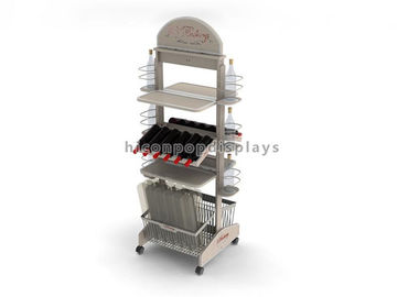 China Merchandising Movable Wood Wine Display Stand Free Standing For Retail Store supplier