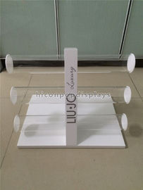 China Table Top Custom Size Wooden Display Racks With 3 Pieces Acrylic Holder supplier