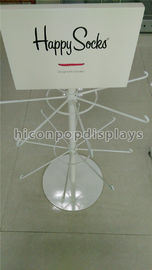 China 2-Layer White Pop Merchandise Displays Unit Custom Happy Socks Display 16 Hooks supplier