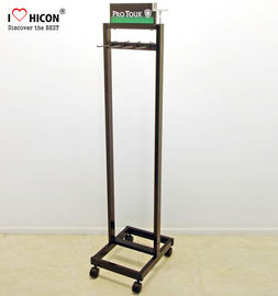 China 4-Caster Retail Store Custom Metal Floor Stand Leather Belt Display Rack supplier