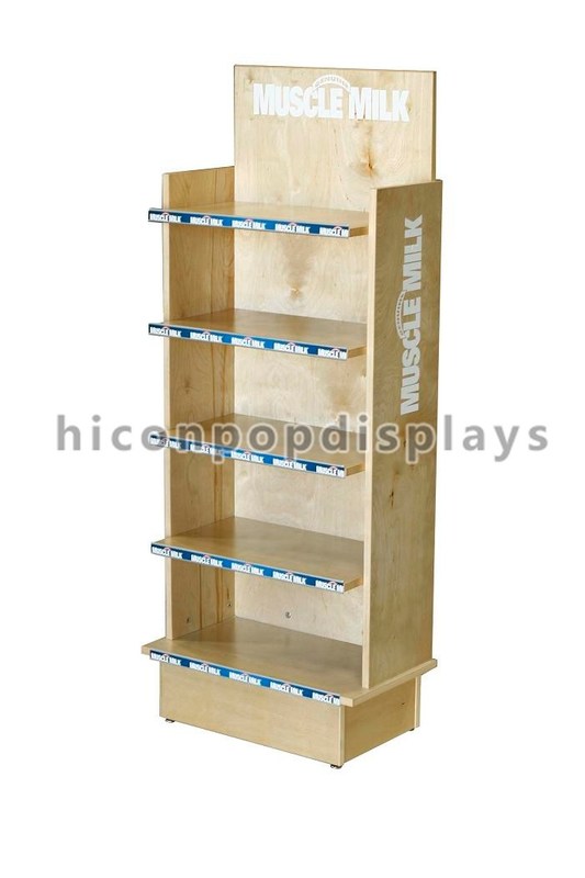 Full Flooring Wooden Custom Product Display Stands For Food Display