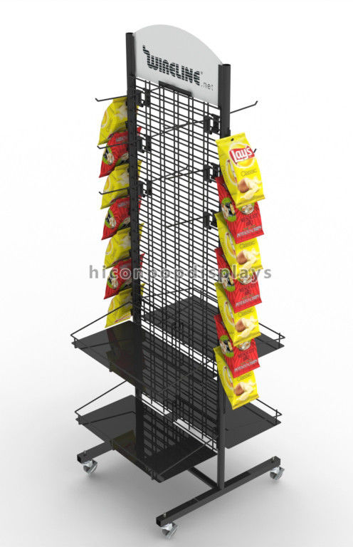 Movable Flooring Display Stands Metal Racks For China Movable Flooring Display Stands Metal Racks For Snack Food Supplier