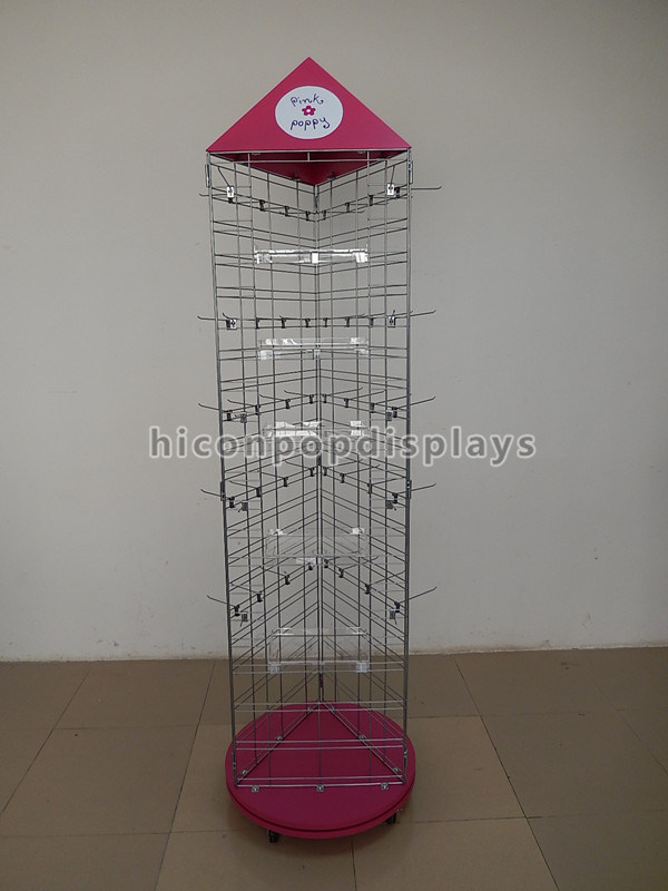 Flooring Wood Turntable Spinner Display Rack Metal Hook Toys Hanging