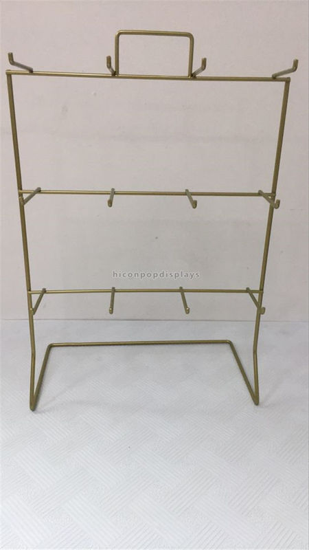 Golden Metal Display Racks 3 Layer 12 Hooks Countertop Display