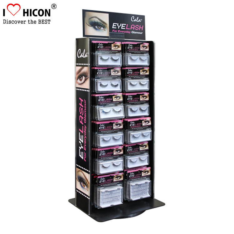 Advertising Table Top Metal Acrylic Eyelash Display Stand Rotating For