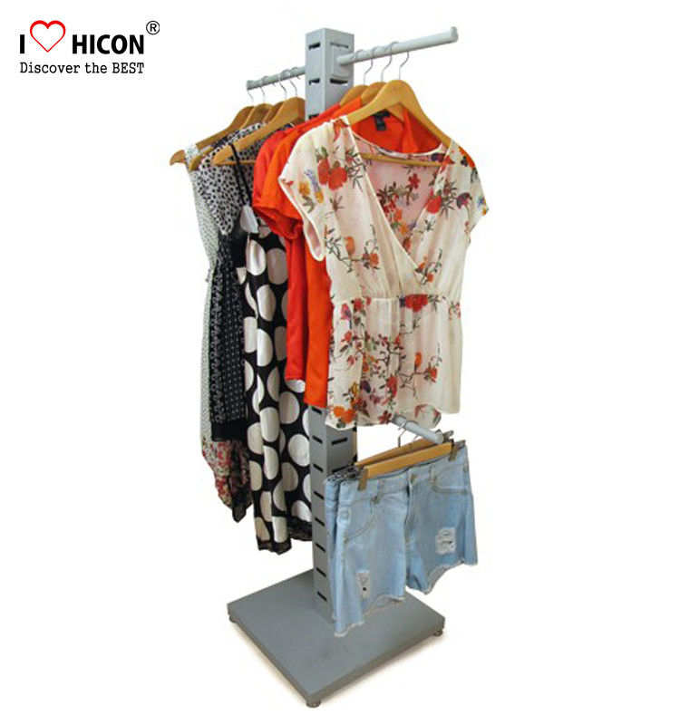 Garment Store Pop Merchandise Displays Floor Metal Wood Clothing