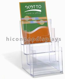 Brochure / Leaflet 4mm Acrylic Display Case Trade Show Brochure Stands Table Top supplier