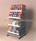 Movable Retail Store Fixtures Freestanding 4 Layer Silver Metal Snack Display Stand supplier
