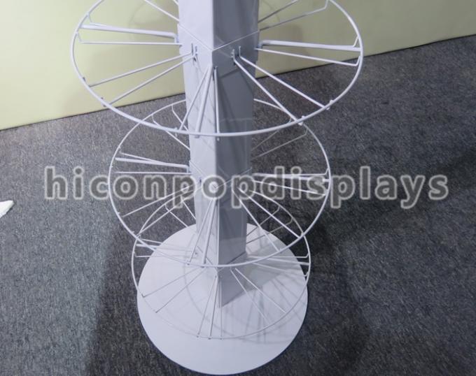 Steel 6 Tiers Revolving Mobile Phone Accessories Display Stand White