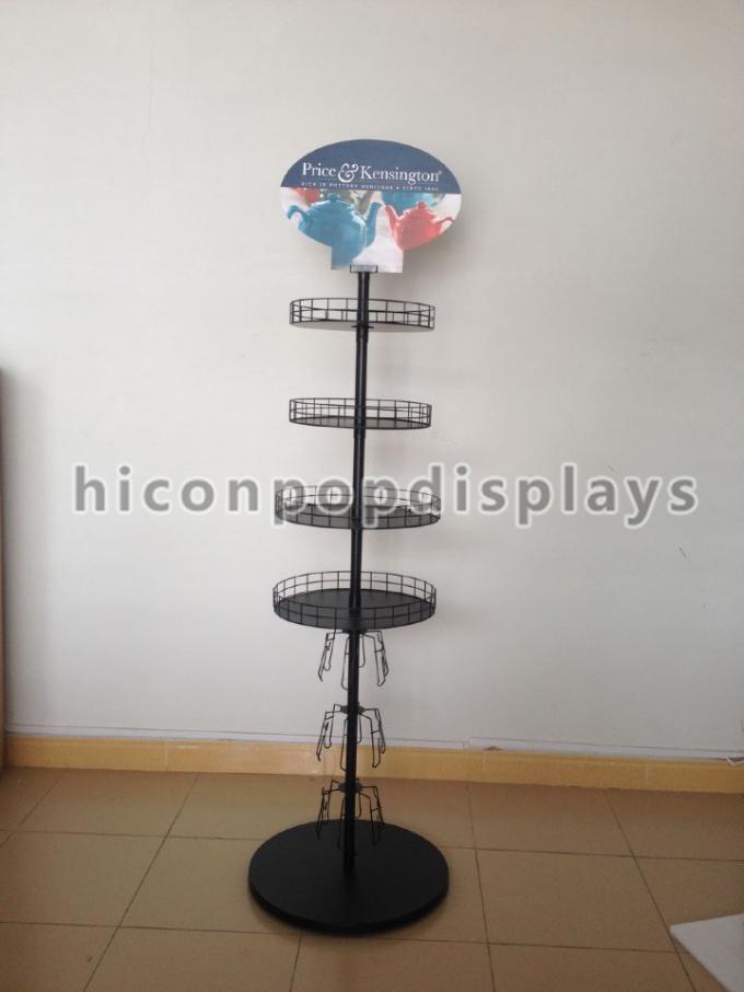 Rotating Spinner Rack Display Stand Floor Standing 4 Tier Basket Stand