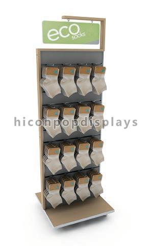 Wooden Slatwall Floor Displays 4 - Way Floorstanding Socks Display Stand