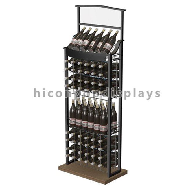 Merchandising Movable Wood Wine Display Stand Free Standing For Retail Store