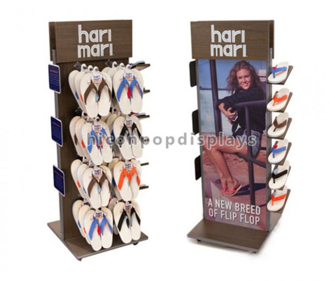 Retail Shop Flooring Display Stands Promotional Movable Metal Shoe Display Stand
