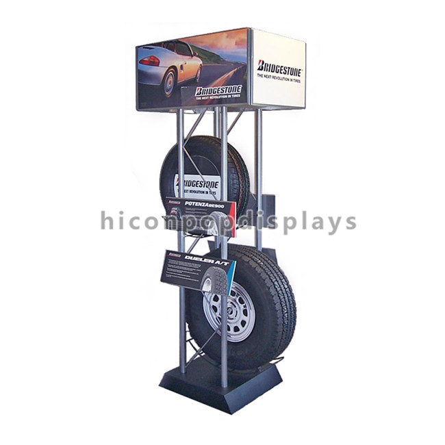Automotive Products Floor Standing Display Retail Store Tyre Display Stand