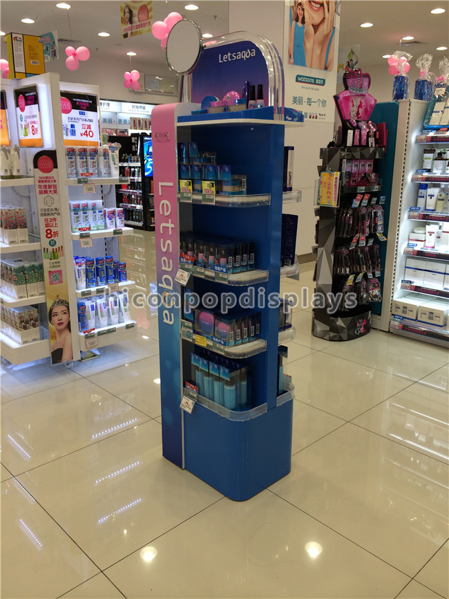 Cosmetics Display Stand Instore Promotional Lighting Makeup Display Stands