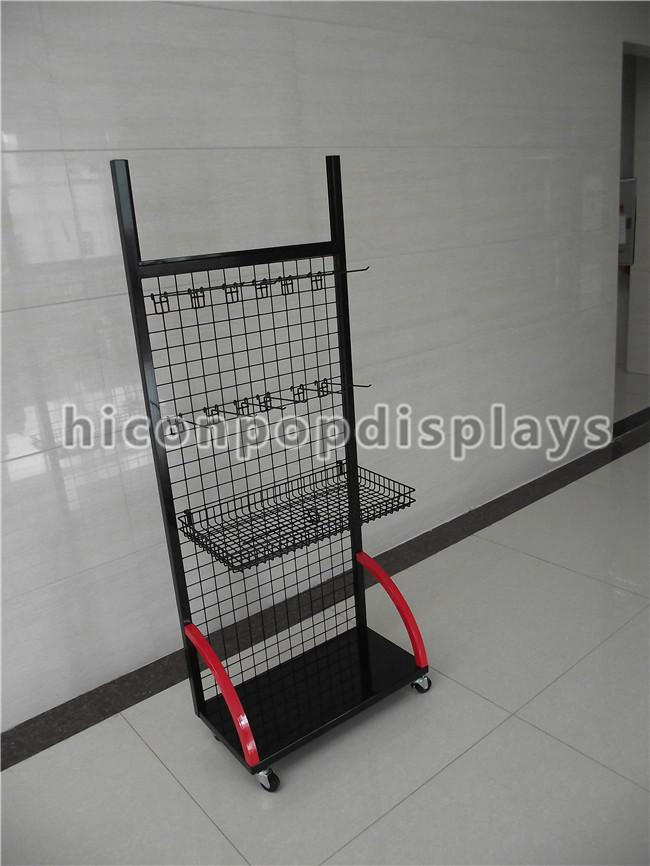 4 - Caster Metal Wire Multi Function Floor Display Stand For Retail Store