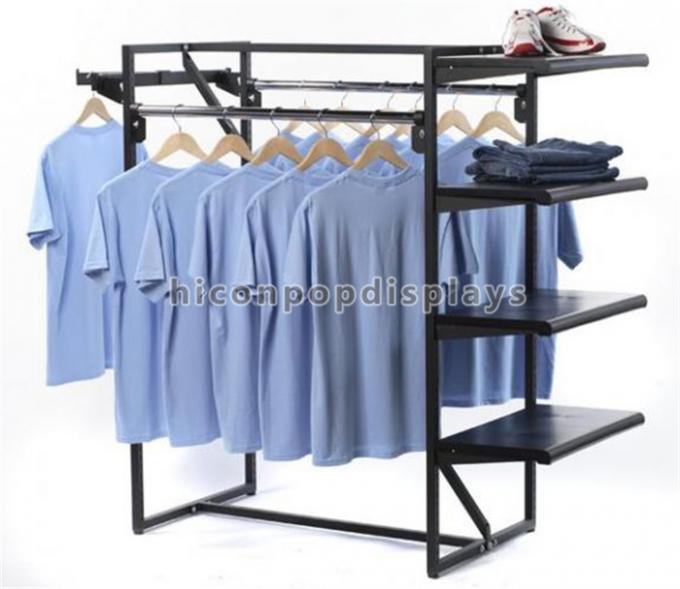 Garment Retail Store Fixtures 4 - Way Metal Hanging Outerwear Clothing Display Rack