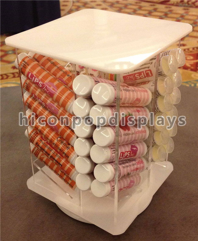 Tabletop Lipstick Acrylic Display Case Cosmetics Store Rotating Acrylic Display Stand