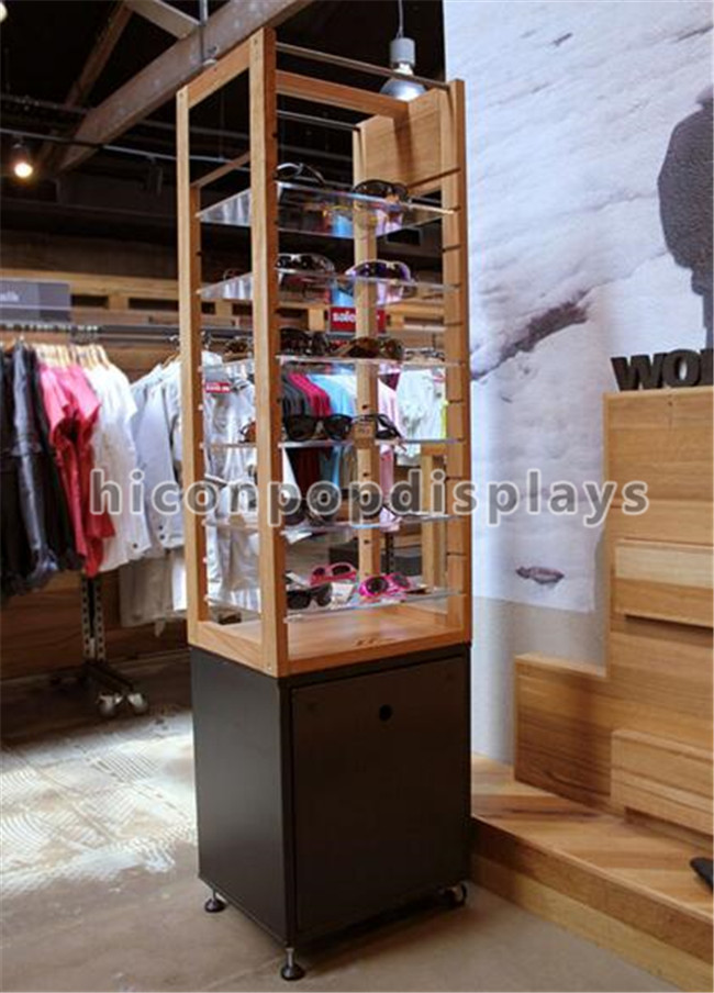 Free Standing Sunglasses Display Case Wood Acrylic Eyeglass Display