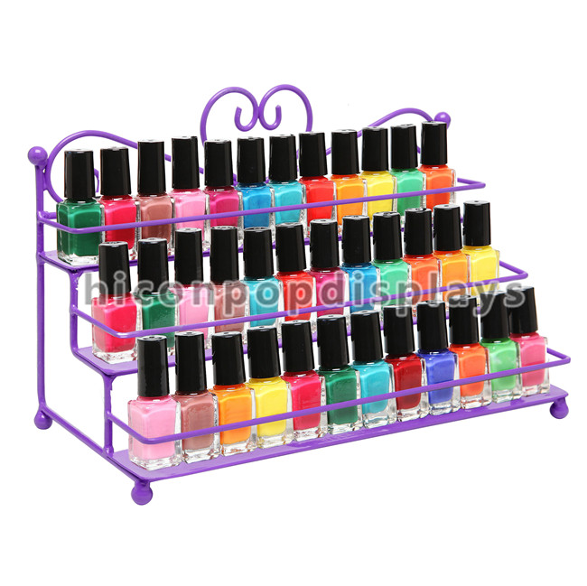 Sturdy Wire Frame Cosmetic Display Stand Custom 144 Bottles Nail Polish Display Stand