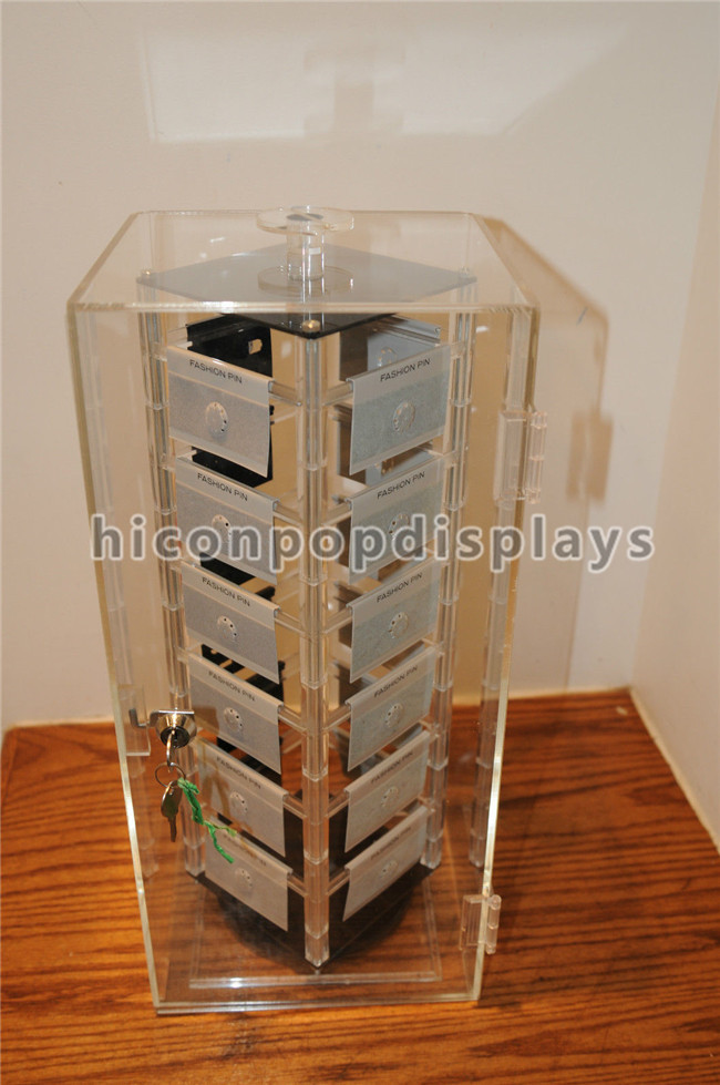 Rotating Jewelry Acrylic Display Case , Plexiglass Lucite Acrylic Tower Showcase
