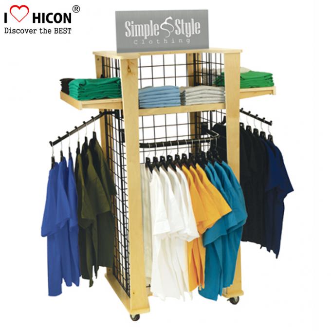 Your Logo Clothing Store Fixtures Display Clothes Rack 4-way For Retail Store