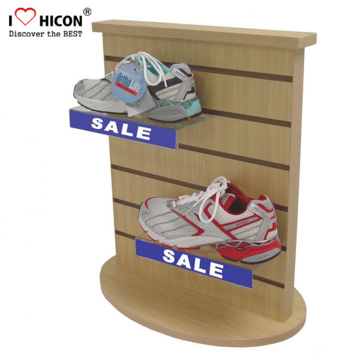 Countertop Black Wood Slatwall Display Stands Rotating For Retail Store / Shops