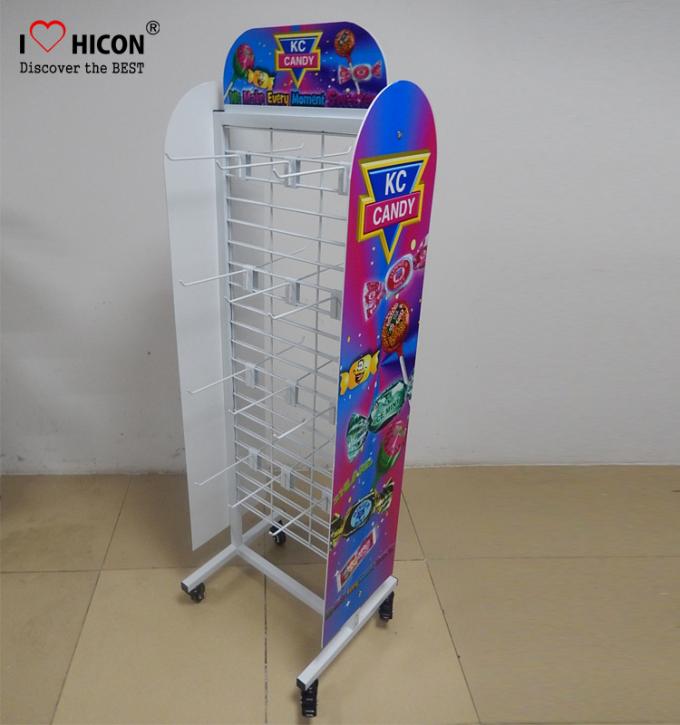 Movable Retail Store Fixtures , Metal Candy Retail Shop Display Shelving