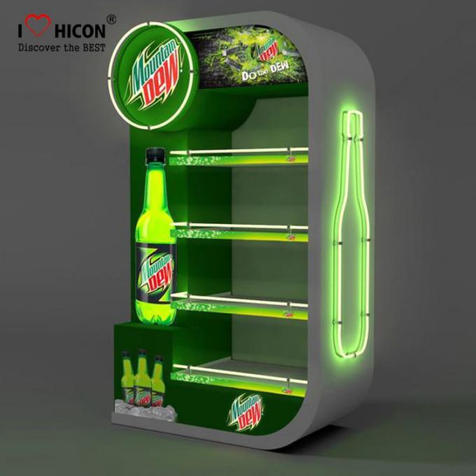 LED Lighting Merchandising Christmas Beer Displays 4-Layer Shelf
