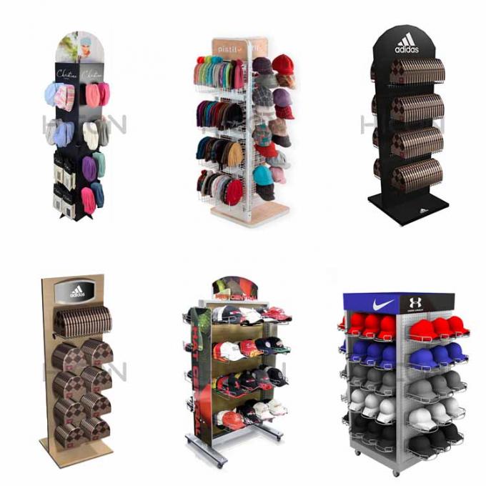 Clothing Store Fixture Metal Baseball Hat Rack Display Stand For Retail Store