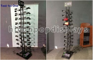 China Custom Black Metal Display Racks Free standing Style For Cap Stores supplier