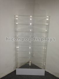China Flooring Large Pure Transparent Acrylic Cosmetics Display Cases With Shelves supplier
