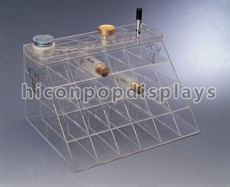 China Customized Counter Top Acrylic Cosmetic Organizers With Slot Pocket supplier