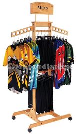 China T Shirt Wood Clothing Store Fixtures Retail Display Shelves With Casters supplier