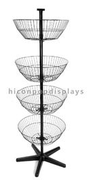 China Rotating Spinner Rack Display Stand Floor Standing 4 Tier Basket Stand supplier