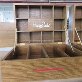 China Wood Clothing Store Fixtures , Table Top Lockable Cotton Socks Display Case supplier