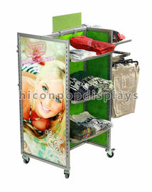China 4 - caster Retail Visual Merchandising Displays Wood Movable Floor Standing supplier