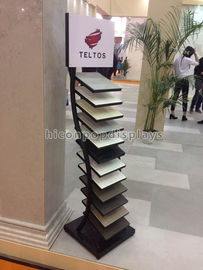 China Black Metal Tile Display Racks Free Standing Trade Showroom Display Rack Flooring supplier