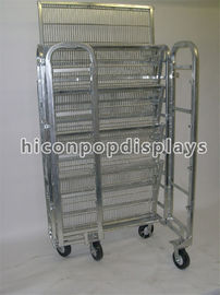 China 4 Casters Metal Rolling Display Shelves For Grocery Store Porducts Promotion supplier