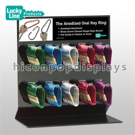 China Black Acrylic 2 - Layer Counter Display Racks Keychain Display Stand 10 Hooks supplier