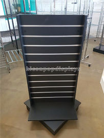 China Black Wood Spinner Display Stands Free Standing With Aluminum Panel / Detachable Hooks supplier