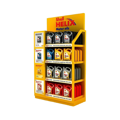 China Custom Metal Store Shelving Can Oil Motor Oil Display Rack For Sale supplier