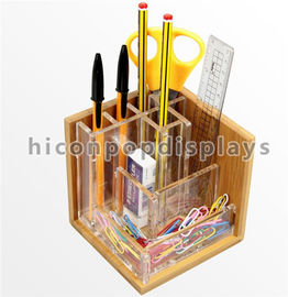 China Countertop Stationery Wooden Display Racks Acrylic Wood Pen / Knife Display Stand supplier