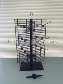 China 2 Way Rotating Metal Wire Display Shelving Glove Display Stand With Metal Hooks supplier