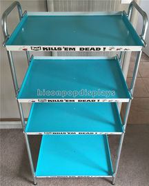 China Repellent Retail Store Displays 4 - Layer Blue Powdered Metal Display Shelf supplier