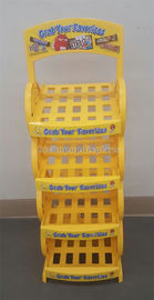 China Supermarket Chocolate Merchandising Flooring Display Stands 4 Layer Yellow Color supplier