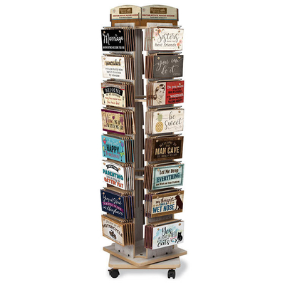 China Retail Store Spinner Display Rack Wooden Bumper Sticker Display Rack supplier