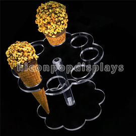 China Cone Holder Acrylic Retail Store Fixtures 8 Holes Ice Cream Display Stand For Party supplier
