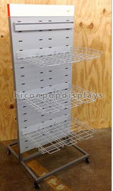 China Sports Products Freestanding Metal Gondola Shelving Units Double Sided With 4 Casters supplier