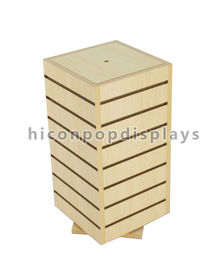 China Desktop Wood Slatwall Display Stands , Rotating Slatwall Display Tower Without Hooks supplier